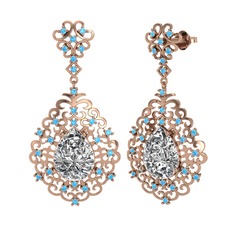 Swarovski ve akuamarin 8 ayar rose altın küpe
