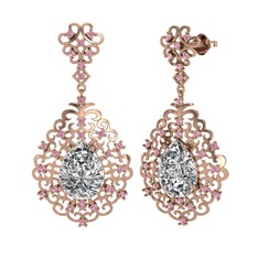 Dalila Küpe - Swarovski ve pembe kuvars 14 ayar rose altın küpe #gwsuae