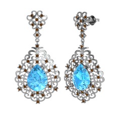 Dalila Küpe - Akuamarin ve dumanlı kuvars 925 ayar gümüş küpe #hbpepy