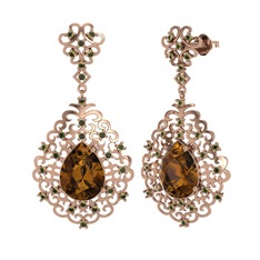 Dalila Küpe - Dumanlı kuvars ve peridot 14 ayar rose altın küpe #ilhxpy