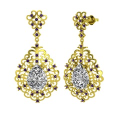 Dalila Küpe - Swarovski ve ametist 925 ayar altın kaplama gümüş küpe #jmv2oh