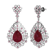 Dalila Küpe - Kök yakut ve pembe kuvars 18 ayar beyaz altın küpe #kyxfz2