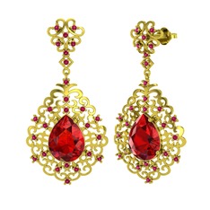 Dalila Küpe - Garnet ve rodolit garnet 14 ayar altın küpe #l2fm2e