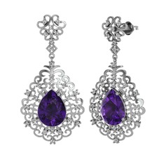 Dalila Küpe - Ametist ve swarovski 8 ayar beyaz altın küpe #le5ya3