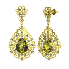 Dalila Küpe - Peridot ve pırlanta 8 ayar altın küpe (1.04 karat) #m8wwze