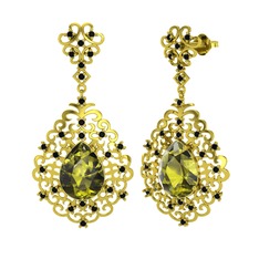 Dalila Küpe - Peridot ve siyah zirkon 8 ayar altın küpe #msx9j