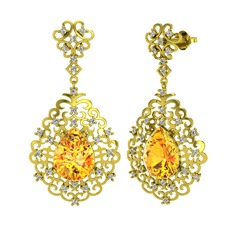 Sitrin ve swarovski 18 ayar altın küpe
