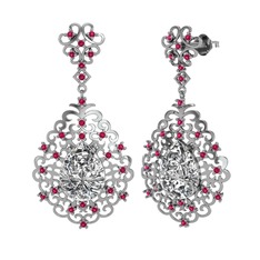 Dalila Küpe - Swarovski ve rodolit garnet 8 ayar beyaz altın küpe #nxbigh