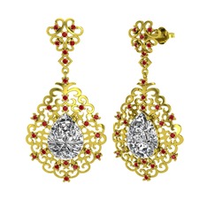 Dalila Küpe - Beyaz zirkon ve garnet 18 ayar altın küpe #poopqp