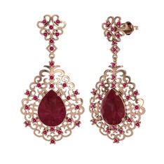 Kök yakut ve rodolit garnet 8 ayar rose altın küpe