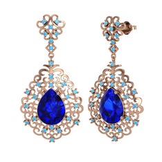 Lab safir ve akuamarin 8 ayar rose altın küpe