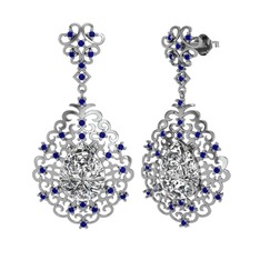 Dalila Küpe - Swarovski ve lab safir 8 ayar beyaz altın küpe #s88khm
