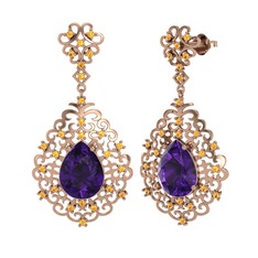 Dalila Küpe - Ametist ve sitrin 925 ayar rose altın kaplama gümüş küpe #sjdm6x