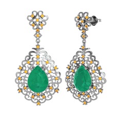 Dalila Küpe - Kök zümrüt ve sitrin 14 ayar beyaz altın küpe #sjwwxd