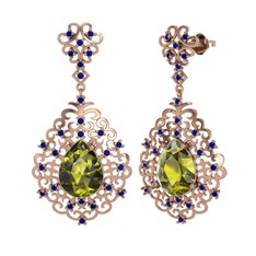 Dalila Küpe - Peridot ve lab safir 14 ayar rose altın küpe #tedl2x