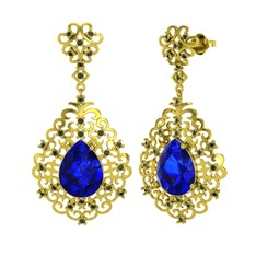 Lab safir ve peridot 8 ayar altın küpe