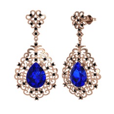 Lab safir ve siyah zirkon 8 ayar rose altın küpe