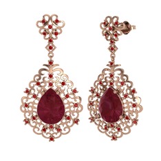 Kök yakut ve garnet 925 ayar rose altın kaplama gümüş küpe