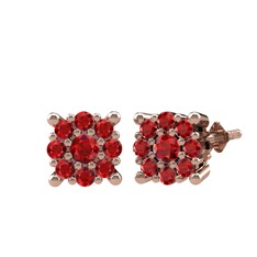 Garnet 925 ayar rose altın kaplama gümüş küpe