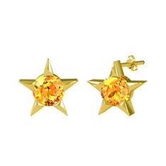 Sirius Yıldız Küpe - Sitrin 925 ayar altın kaplama gümüş küpe #126llz7