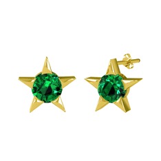 Sirius Yıldız Küpe - Yeşil kuvars 925 ayar altın kaplama gümüş küpe #13swcqr
