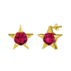 Rodolit garnet 14 ayar altın küpe