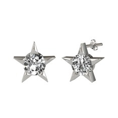 Swarovski 14 ayar beyaz altın küpe