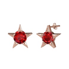 Garnet 18 ayar rose altın küpe