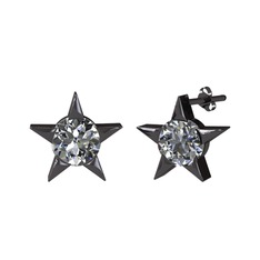 Sirius Yıldız Küpe - Pırlanta 925 ayar siyah rodyum kaplama gümüş küpe (1 karat) #1rqluz6