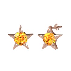 Sirius Yıldız Küpe - Sitrin 925 ayar rose altın kaplama gümüş küpe #1yn65g5