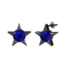 Sirius Yıldız Küpe - Lab safir 925 ayar siyah rodyum kaplama gümüş küpe #91lx4v