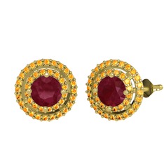 Lyra Küpe - Kök yakut ve sitrin 925 ayar altın kaplama gümüş küpe #10gboja