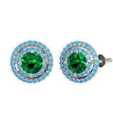 Lyra Küpe - Yeşil kuvars ve akuamarin 18 ayar beyaz altın küpe #11sy1oo