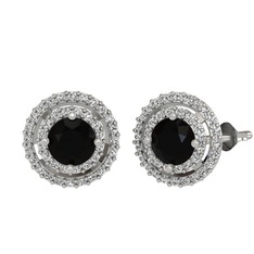 Lyra Küpe - Siyah zirkon ve swarovski 18 ayar beyaz altın küpe #12c9hrx