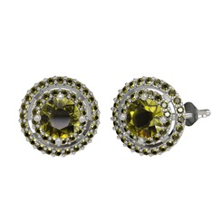 Peridot 8 ayar beyaz altın küpe