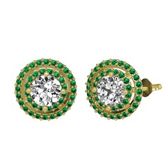 Swarovski ve yeşil kuvars 8 ayar altın küpe
