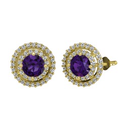 Ametist ve swarovski 925 ayar altın kaplama gümüş küpe