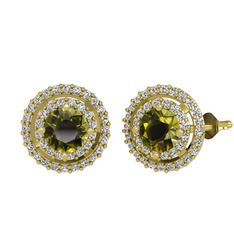 Peridot ve swarovski 925 ayar altın kaplama gümüş küpe