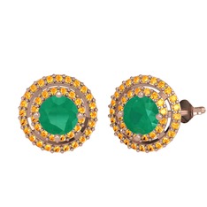 Lyra Küpe - Kök zümrüt ve sitrin 925 ayar rose altın kaplama gümüş küpe #1603s5g