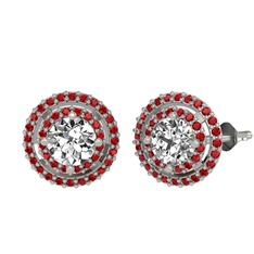 Swarovski ve garnet 14 ayar beyaz altın küpe