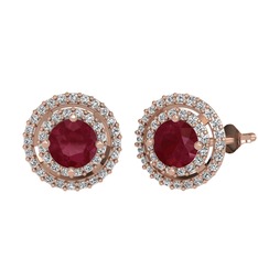 Lyra Küpe - Kök yakut ve swarovski 8 ayar rose altın küpe #17ep9g