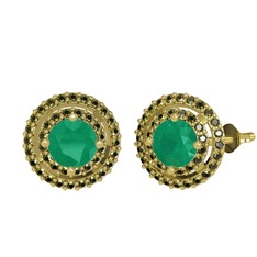 Lyra Küpe - Kök zümrüt ve peridot 8 ayar altın küpe #17qvzna