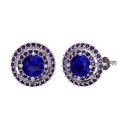 Lab safir ve ametist 18 ayar beyaz altın küpe