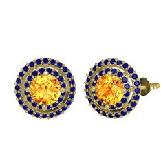 Sitrin ve lab safir 8 ayar altın küpe