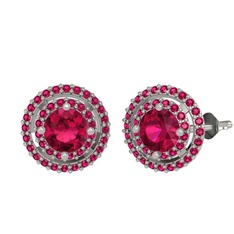 Lyra Küpe - Rodolit garnet 18 ayar beyaz altın küpe #1aqrkui