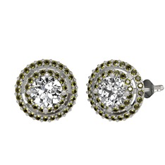 Swarovski ve peridot 8 ayar beyaz altın küpe