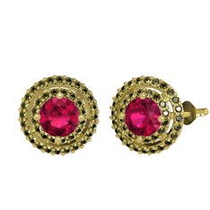 Lyra Küpe - Rodolit garnet ve peridot 8 ayar altın küpe #1b7acq8