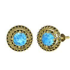 Lyra Küpe - Akuamarin ve peridot 18 ayar altın küpe #1cle49w