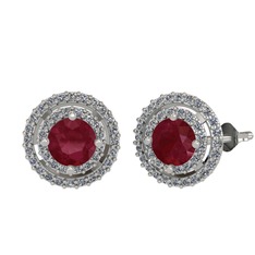 Lyra Küpe - Kök yakut ve pırlanta 925 ayar gümüş küpe (0.702 karat) #1doykys