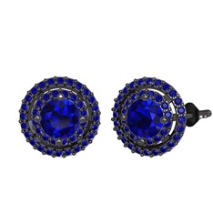 Lyra Küpe - Lab safir 925 ayar siyah rodyum kaplama gümüş küpe #1dq04e2